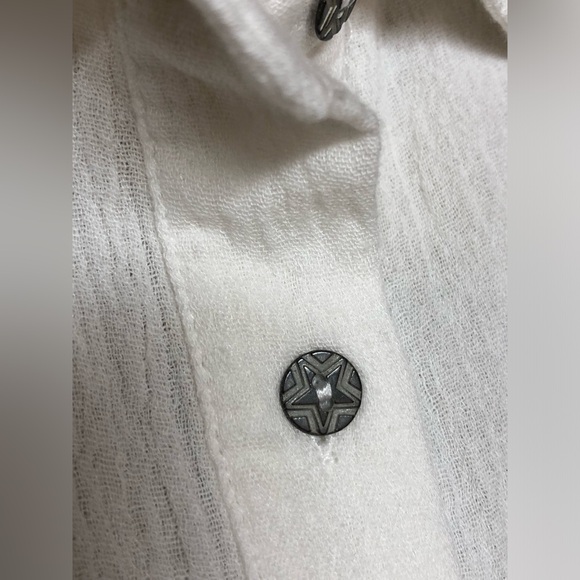 POL 2XL BNWOT Plaid Accent Off White Boho/Casual Button Up Top🌻 - Picture 6 of 8